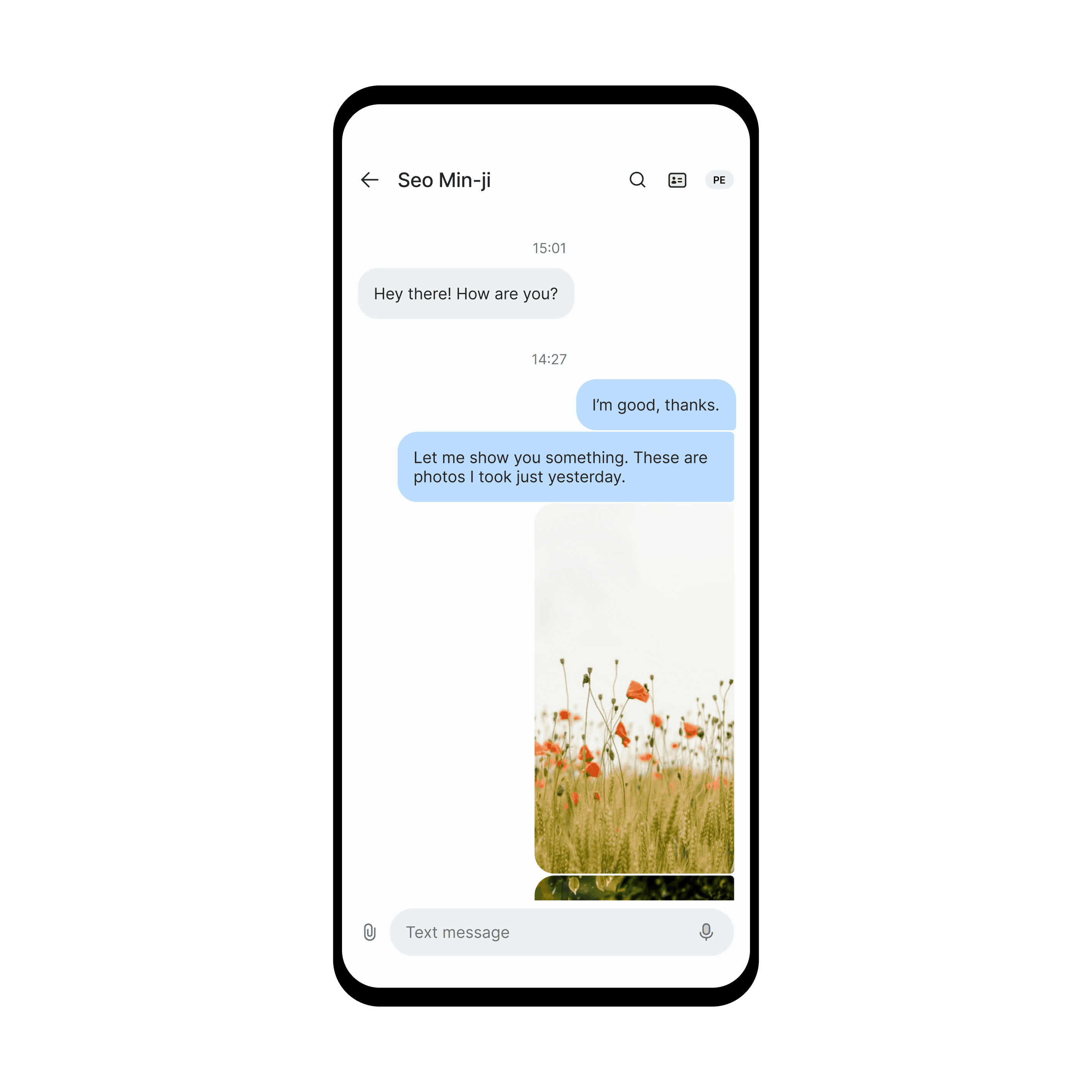 Inside the message thread in Android app