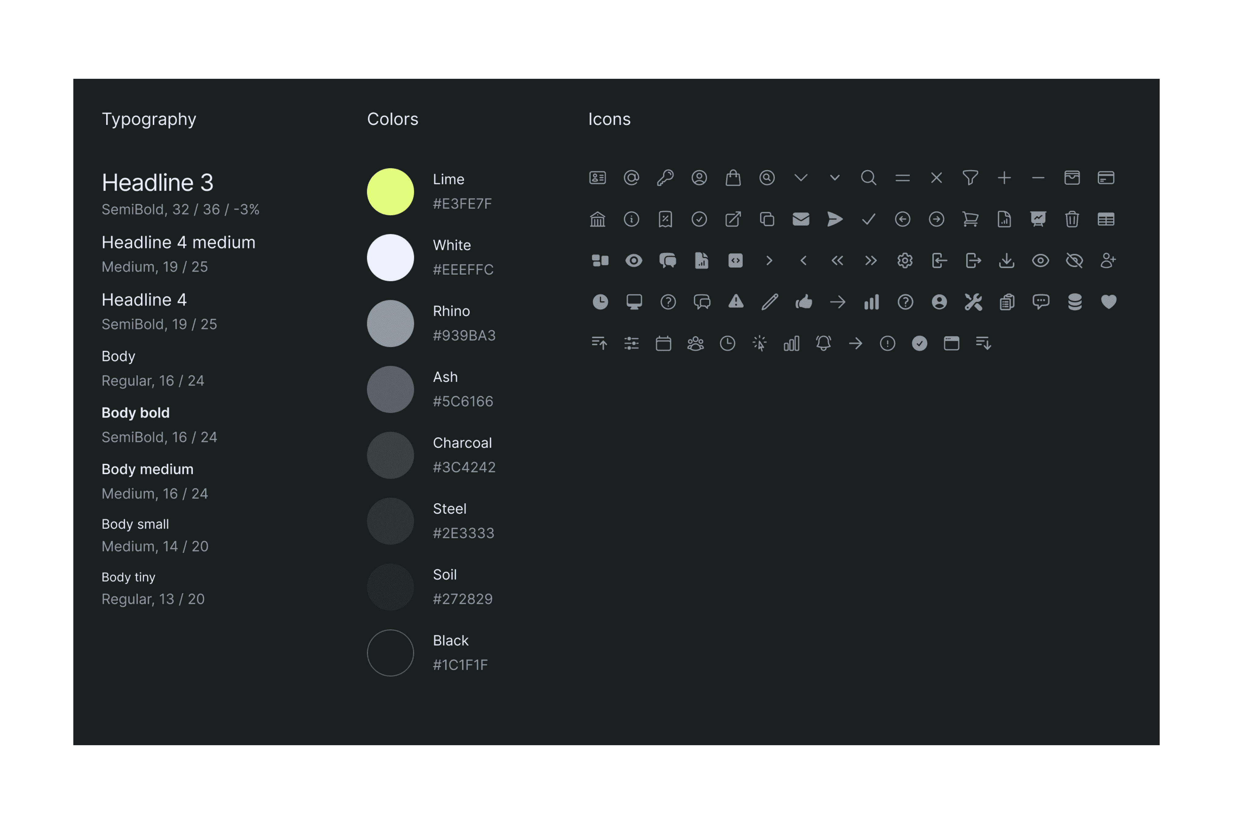 Colors, typography and icons—parts of a design system